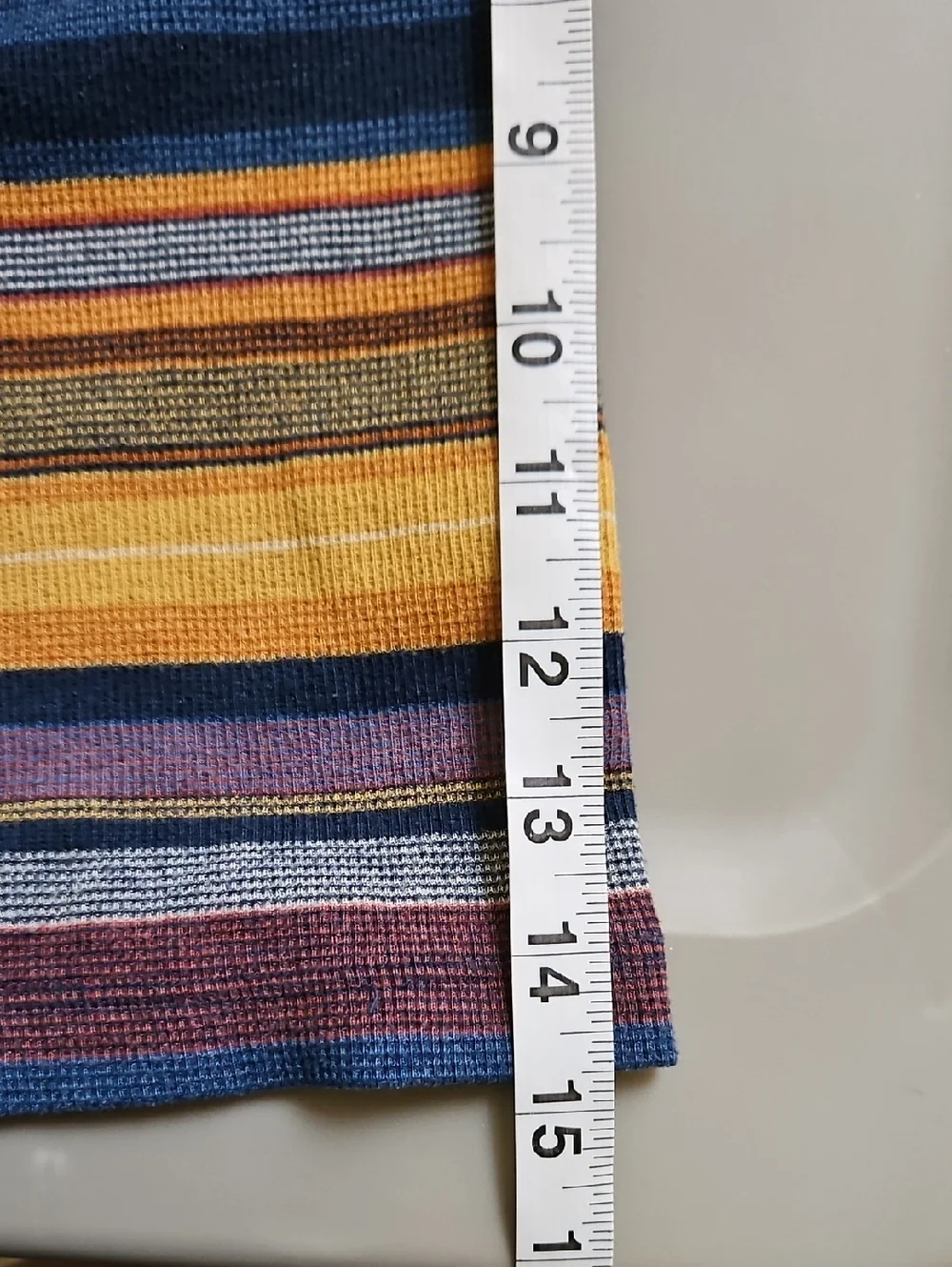 Women’s Striped Button-Front Tank Top in Navy, Mustard & Burgundy - Picture 12 of 12